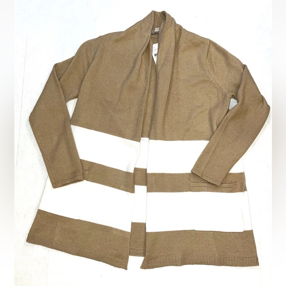 Ann Taylor Loft NEW Open Front Colorblock Striped Cardigan Sweater Duster Sz M